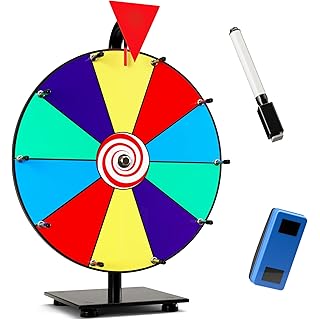 T-SIGN 12" Heavy Duty Spinning Prize Wheel, 10 Slots Color Tabletop Prize Wheel Spinner with Dry Erase Marker & Eraser as Cus