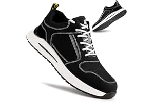 LAoutun Safety Trainers Men Steel Toe Cap Trainers Protective Safety Shoes Breathable Work Trainers Lightweight Work Shoes for Men Comfy Work Industrial Sneakers Puncture Proof Construction Work Boots