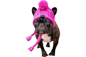 JOYIVIKE Bonnet Tricoté pour Chien, Chapeau pour Chien en Hiver, Bonnet pour Chien en Tricot, Vêtement Et Accessoires, Chapeau d'hiver pour Bouledogue Français