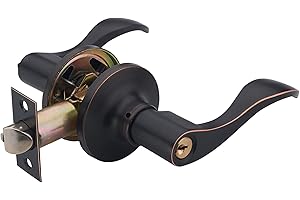 HAIFUAN Right Handed Wave Style Lever Handle Entry Front Door Knob Leverset Lockset, ORB Finish(805-K-R-ORB)