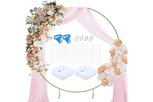 YORFULL Arche Ballon, Support Arche Ballon Anniversaire 2.2 M, Kit Arche Cercle en Metal, Support Toile de Fond pour Arche de Decoration Anniversaire,Mariage et Noël