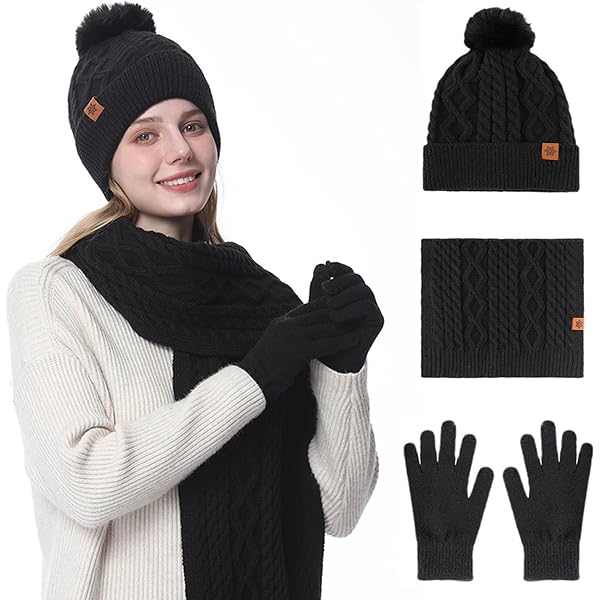 Set Invernale Voqeen 5 Pezzi Donna - Cappello, Sciarpa, Guanti Touch, Paraorecchie E Calze | Per Sci, Trekking E Sport Invernali - Foto 6