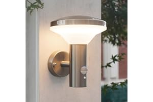 NBHANYUAN Lighting LED Outside Lights Mains Powered with 4 Modes Motion Sensor,SUS316 Stainless Steel PIR Outdoor Wall Light for Patio,Porch,Front Door 3000K Warm Light 220-240V IP54