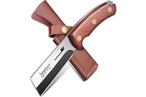 Japaknives Outdoor Messer Bushcraft Messer Feststehende Klinge Survival Messer Full Tang Jagdmesser mit Lederscheide Ergonomischer Griff für Zimmerei Camping Trekking