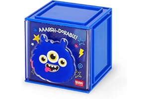 Legami - Box Componibile da Scrivania Cutie Cubes, Tema Monster, Organiser da Scrivania, Portaoggetti, Foglio di Adesivi incluso, Impilabile, Multifunzionale, in ABS, 90 x 90 x 100 cm