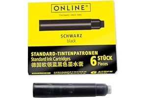 ONLINE 6x Recharges d'encre pour stylos-plumes I compatible avec Pelikan, Stabilo, Schneider etc I encre noir I cartouches d'encre universelles pour stylos-plumes