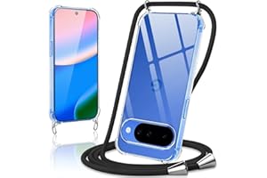 Coiwxmoi Handykette Handyhülle für Google Pixel 10 Hülle mit Band 6,3",Transparent Case mit Kette Abnehmbar zum Umhängen Kordel Schutzhülle,Weich Silikon TPU Stoßfest Cover für Google 10,Schwarz