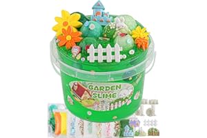 OKAYBEE Garden Green Slime Kit, Seau de Slime avec Argile Slime, 10 Paquets de compléments, Slime pour Enfants, Jouets sensoriels, Cadeaux de Pâques, d'halloween, de Noël pour Filles et garçons