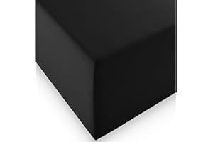 fleuresse Comfort XL prześcieradło z gumką (96% bawełna, 4% elastan), z gumką dookoła i standardem Ökotex 100, do materacy o wysokości do 40 cm, 180 – 200 x 200 – 220 cm, czarne