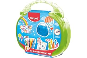 Maped Color'Peps Malette de Coloriage pour Bébé et Enfant dès 1 an – Kit Premier âge avec 10 Feutres Jumbo + 12 Craies de Cire Jumbo + 1 Poster Géant à Colorier