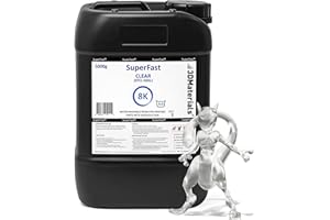 SuperFast 8K Résine d'imprimante 3D lavable à l'eau, impression 50 um en 0,5 sec, Fabriquée en Corée par 3DMaterials (5000g, Transparent)