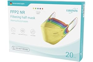 EUROPAPA® 20x FFP2 Fish Shape Masks Respirator Mask 4-Layer Dust Masks Hygienic Individually Packed Body Certified EN149 Face Mask EU2016/425