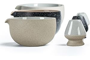 TEANAGOO Japanese Natural Rock Texture Matcha Bowl with Whisk Holder, 18 OZ. K12, Dk.Grey, Chawan Matcha Tea Bowl, Ceramic Bowl, Tea Bowls for Matcha, Chawan, Traditional Ceremonial Accessories