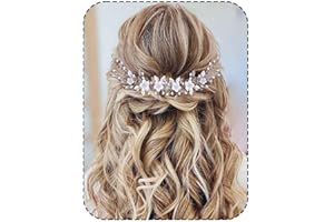 Vakkery Accessori per capelli da sposa con fiore per capelli da sposa in cristallo argento con perle per donne e ragazze