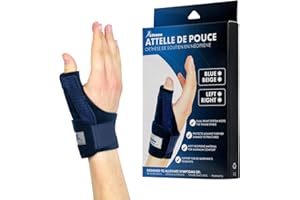 Actesso Attelle Pouce – Pour le Soulagement de la Tendinite, Dé Quervain, Entorses et Douleurs Articulaires – Orthèse Poignet en Néoprène, Main Droite, Bleu