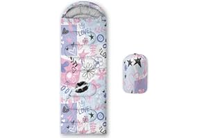 HOSIMA Kids Sleeping Bag for Boys Girls,Black Cat Print-Lightweight Warm Portable Outdoor Indoor-Waterproof Cold Weather Resistant Sleeping Bag for Camping Hiking