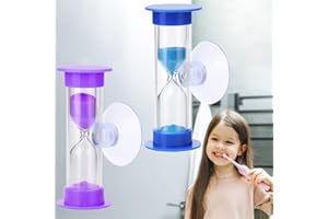 KUAOWT Clessidra Bambini, 2 Pezzi Timer a Clessidra 2 Minuti 3 Minuti con Ventosa, Clessidre Colorato Orologio da Sabbia Timer per Cucina, Lavarsi i Denti, Apprendimento, Gli Sport e i Giochi (Viola, Blu)