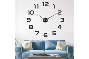 ‎SOLEDI SOLEDI 3D Wanduhr Groß XXL zum Kleben - DIY Mute Modern Uhr Wandtattoo für Wohnzimmer Küche Schlafzimmer Office (60-120cm)