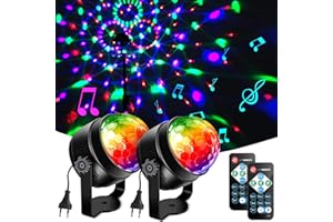 LUNSY Luces Discoteca, 7 Colores RGB Luz Discoteca LED con Sonido Activado, 4M Cable USB, Giratoria de 360 ° Bola Discoteca, Ideal para Cumpleaños, Discoteca, Fiesta, Bar, Navidad, Bodas