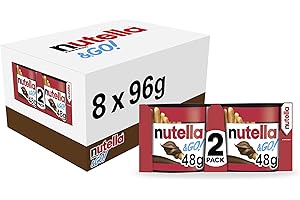 Nutella &Go! Chocolate Spreadand Hazelnut, Party Food, Chocolate Snacks with Bread Sticks, Bulk Box of 8x2 x 48g