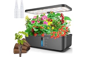 Devenirriche 12 Pods Hydroponics Growing System, Automatic Timer Herb Garden with 139Pcs LED Grow Lights, 4L Water Tank, Height Adjustable Indoor Garden Plants Germination Kit for Home Kitchen
