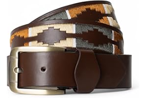 Winston Hide Leather Belts for Men, Brown and Black Embroidered Designer Mens Belt, Genuine Leather Brown Polo Belt with Classy Colourful Stitching for Mens