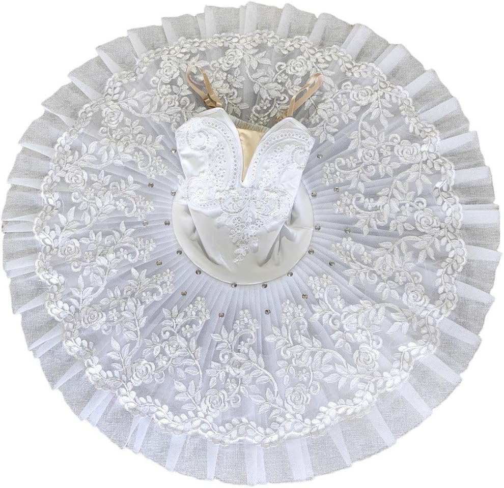 Casiler Tutú De Ballet Profesional para Adultos, Vestido De Ballet para Mujer, Disfraces De Bailarina, Falda Tutú con Lentejuelas Blancas para Escenario