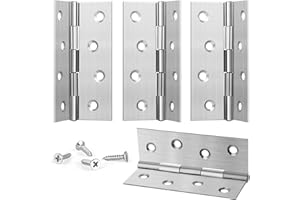 HUAJIAO 4Pcs Door Hinges, 4 inch(100mm*76mm) Stainless Steel Heavy Duty Garden Gate Hinges with 32 Pcs Screws for Door, Windows, Closet, Drawer