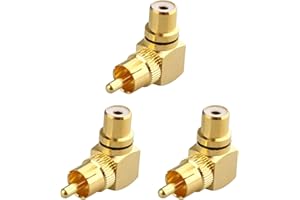 Jopto 3PCS Rca Maschio a Rca Femmina 90 Gradi Angolo Retto Adattatore Ad Alte Prestazioni Oro Metallo Rame a Forma Di L Connettore