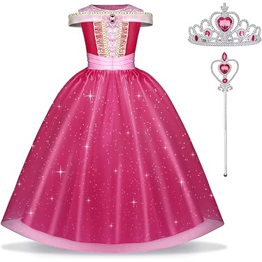 Costume Halloween Fille Costume De Princesse Océanique Pour Fille - Halloween, Anniversaire - 6 Pièces : Robe, Collier, épingle, Perruque, Guirlande