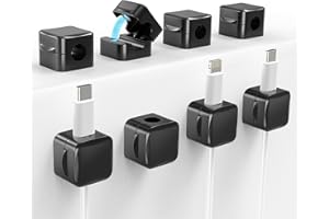 TiMOVO Magnetic Cable Clips, 8 Pack Cable Cord Organizer with Strong Adhesive under Desk Cable Management, Small Mini Wire Holder Keeper Organizer for Home Office Desk Kitchen Car Nightstand, Black