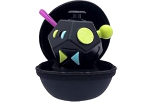PILPOC Fidget Cube Dodecagon Fidget Toy, 12 Sides Fidget Toys, Fidget Cube with Exclusive Protective Case, Anti Stress Toy, ADHD Toy, Anti Stress Toy, Fidget Cube (Black & Mix)