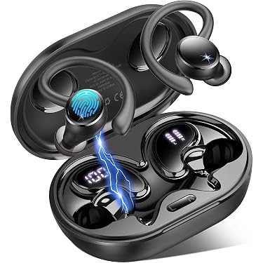 Auriculares Deportivos Inalámbricos Bluetooth V6.0 – Diseño Abierto, 40H De Batería, ENC Para Llamadas, Pantalla LED, IPX7 Impermeable, Para Running Y Deporte