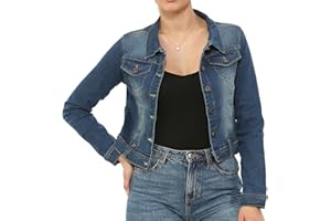 NOROZE Women’s Washed Detail Denim Jacket | Ladies Trucker Classic Western Design Denim Jeans Jacket ALL UK SIZES (Blue DG8262, 12)