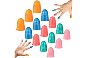 OSZNMMG Rubber Fingers Tips, 15 Pieces Silicone Finger Protectors, Thimble Protectors Sleeve Tips,Rubber Finger Pads for Writing, Sorting Task to Protect Finger Tip & Gripping Aid,Colorful 5 Sizes