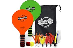 jazzminton Deluxe LED 3 en 1 Paddle Juego de Pelota – Uso en Interiores/al Aire Libre Juego para niños, Adolescentes y Adultos