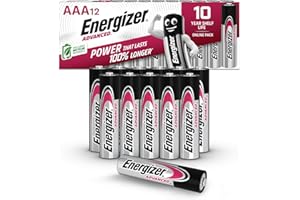 Energizer Advanced - Pilas AAA (Paquete de 12) - 1,5V Baterías Alcalinas de Larga Duración - Alta Potencia - Made in EU - Embalaje 100% reciclable - 10 años de Vida útil [Exclusivo en Amazon]