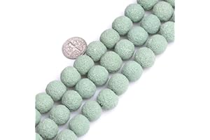 GEM-INSIDE CREATE YOUR OWN FASHION Sweet & Happy Girl'S Store 14mm Round Gemstone Green Lava Rock Beads Strand 15 Inch Jewellery Making Beads