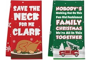 CHEROLOVEN Christmas Vacation Gift, 2 Pack Funny Christmas Kitchen Towels, Griswold Family Cousin Eddie Christmas Vacation Merchandise, Cute Christmas Home Decorations, Novelty Xmas White Elephant Gifts