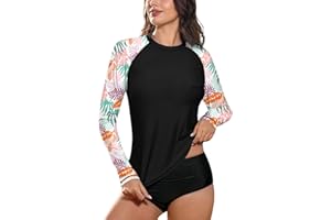 BesserBay Damen Rundhals Langarm Surf Shirt UPF 50+ Sonnenschutz Rash Guard S-XXL