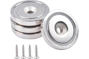 OCEUMAOA Calamite Potenti Con Foro Magneti Neodimio 30kg Forza 32mm Magnete Potente Calamita Piccole con Base in Acciaio Svasato per Cucina, Magazzino, Garage Con Viti Di Montaggio,4Pezzi
