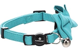 Flamingo Gato Collar con Lazo Lomi Azul Claro 20-35cm 10mm