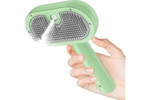 BIRDTOBR Cepillo de Vapor para Gatos, Cepillo de Vapor para Gatos 3 en 1, Cepillo de Vapor para Gatos para Masaje, Cepillo de Aseo para Gatos for Tangled and Loosse Hair en Un Clic-Verde