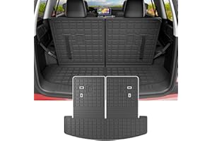 powoq Cargo Mat Compatible with 2024 Hyundai Santa Fe Trunk Liner with Rear Backrest Mat TPE Replacement for 2024 Hyundai Santa Fe Accessories