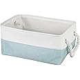 KOLORR CottonCove Medium Cloth Basket | Blue | Fabric Storage Cubes Organizer with Handles Foldable Storage Baskets for Organizing Toys, Books, Shelves, Closet, Large Storage Box | 39.5*30.5*19 cm