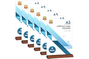 DONGLI Lot de 6 Présentoirs de Table A5,Support pour Menu A5,Porte Menu Transparent Acrylique pour les, restaurants,Menus,Hôtel, Photo et Plus Encore