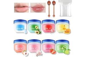 YIJIUBA Zestaw nawilżający balsam do ust, 8 sztuk, nawilżająca maseczka do ust, z 2 łyżeczkami, balsam do ust do rozjaśniania zmarszczek, pielęgnacji ust i nawilżania