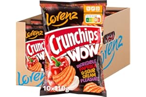 ‎LORENZ SNACK WORLD LORENZ | Crunchips WOW Paprika & Sour Cream | 10 x 110 g | vegetarisch