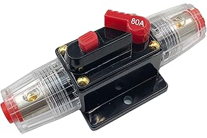 SPTSSWET Car Circuit Breaker 12V-24V DC Fuse Holder Audio Inline Circuit Breaker Reset Fuse with Manual Reset for Car Marine Trolling Motors Audio Solar Inverter System (80A)