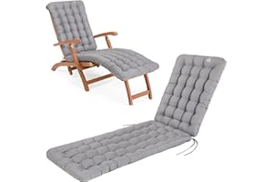 ‎HAVE A SEAT LIVING HAVE A SEAT Living - Cushion for Deckchair 190 x 50 cm - Comfortable Deck Chair Cushion, 8 cm Thick - Washable up to 95°C, Orthopaedic, Weatherproof - Made in Germany (190 x 50 cm, Light Grey)